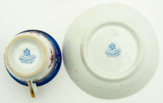 RUSSIAN PORCELAIN CUP & SAUCER WITH FLORAL DECOR - photo 2