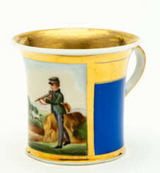 RUSSIAN PORCELAIN CUP SHOWING A HUNTER
