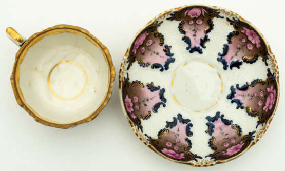 RUSSIAN PORCELAIN CUP & SAUCER WITH FLORAL DECOR - фото 3