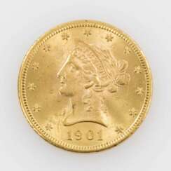 USA/Gold - 10 Dollars 1901, Liberty Head, ss., etwas Patina revers,