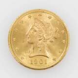 USA/Gold - 10 Dollars 1901, Liberty Head, ss., etwas Patina revers, - photo 1
