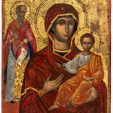 GREEK ICON SHOWING THE MOTHER OF GOD HODEGETRIA AND A SAINT - фото 1
