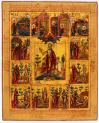 FINELY PAINTED RUSSIAN ICON SHOWING ST. MARY OF EGYPT WITH SCENES OF HER LIFE