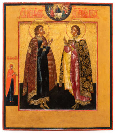 VERY FINELY PAINTED RUSSIAN ICON SHOWING THE SAINTS BORIS AND GLEB - photo 1