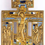 RUSSIAN METAL CROSS SHOWING THE CRUCIXION OF CHRIST - photo 1