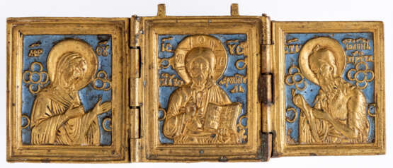 RUSSIAN METAL TRIPTYCH SHOWING THE DEESIS - photo 1