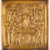 RUSSIAN METAL ICON SHOWING THE DORMITION OF THE MOTHER OF GOD - фото 1