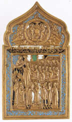 RUSSIAN METAL ICON SHOWING THE MOTHER OF GOD POKROV