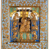 RUSSIAN METAL ICON SHOWING THE MOTHER OF GOD, THE DEESIS AND SAINTS - photo 1