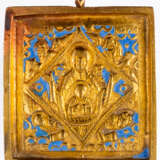 RUSSIAN METAL ICON SHOWING THE MOTHER OF GOD 'THE UNBURNT BUSH' - photo 1