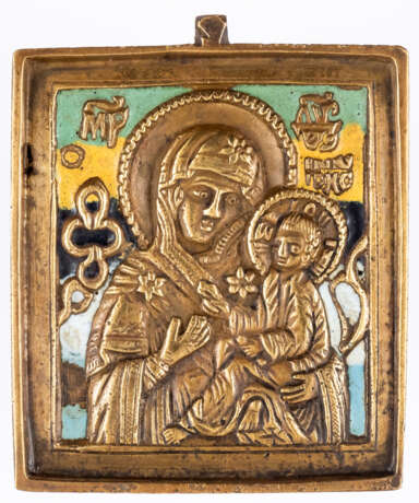 RUSSIAN METAL ICON SHOWING THE MOTHER OF GOD TICHVINSKAYA - фото 1