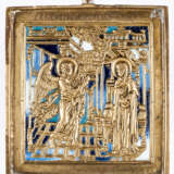 RUSSIAN METAL ICON SHOWING THE ANNUNCIATION - photo 1