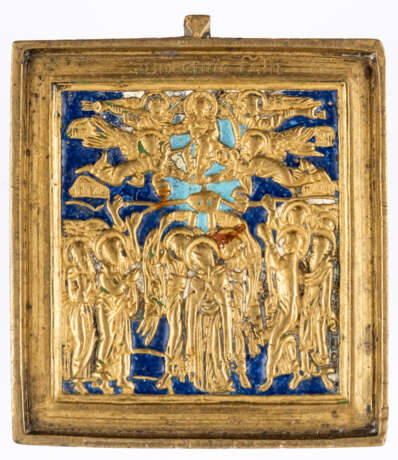 RUSSIAN METAL ICON SHOWING THE ASCENSION OF CHRIST - photo 1
