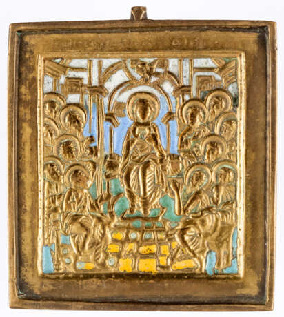 RUSSIAN METAL ICON SHOWING THE DESCENT OF THE HOLY SPIRIT (PENTECOST) - фото 1