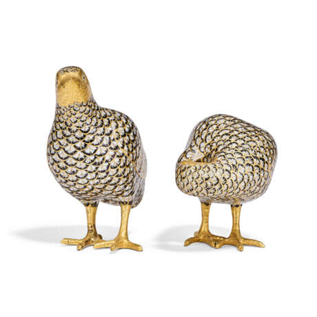 A PAIR OF CHAMPLEVE ENAMEL QUAILS - photo 2