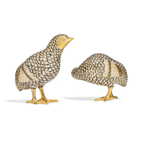 A PAIR OF CHAMPLEVE ENAMEL QUAILS - фото 5