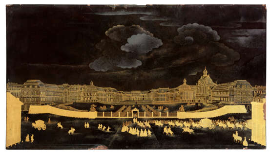 A JAPANESE BLACK AND GOLD LACQUER PANEL DEPICTING THE PALACE OF VERSAILLES - фото 1