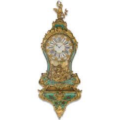 A LOUIS XV ORMOLU-MOUNTED STAINED HORN MONUMENTAL BRACKET CLOCK AND BRACKET