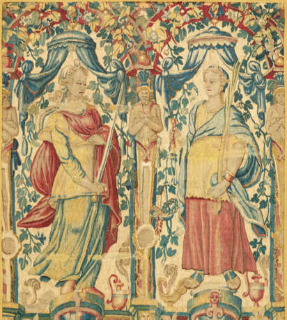 A PAIR OF FLEMISH ALLEGORICAL TAPESTRY FRAGMENT PANELS - photo 3