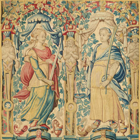 A PAIR OF FLEMISH ALLEGORICAL TAPESTRY FRAGMENT PANELS - Foto 4