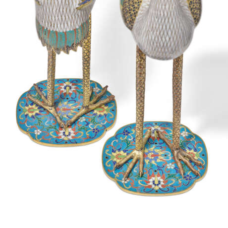 A PAIR OF CLOISONN&#201; ENAMEL CRANES - photo 6