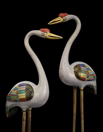 A PAIR OF CLOISONN&#201; ENAMEL CRANES - Foto 7