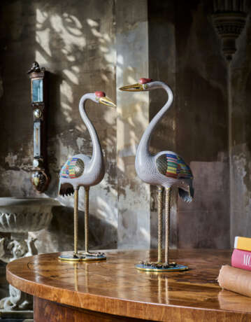 A PAIR OF CLOISONN&#201; ENAMEL CRANES - photo 8