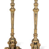 A PAIR OF NAPOLEON III GILTWOOD AND EBONISED TORCHERES - photo 1