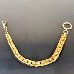 Breite Uhrenkette / Kette für die Taschenuhr: Golddoublée, durchbrochen gearbeitet, um 1900, sehr schön.