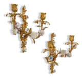 A PAIR OF LOUIS XV ORMOLU AND FRENCH PORCELAIN TWO-BRANCH WALL-LIGHTS - photo 2