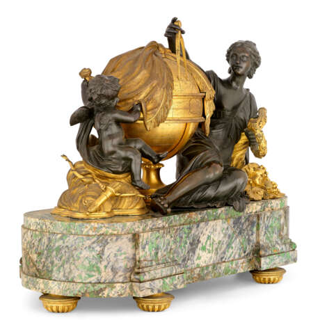 A NEOCLASSICAL ORMOLU, PATINATED-BRONZE AND SMARAGDITE GROUP OF URANIA AND CUPID - photo 2