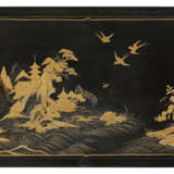 A JAPANESE BLACK AND GOLD LACQUER PANEL - фото 1