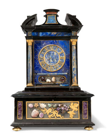 AN ITALIAN PIETRA DURA, GILT-BRONZE MOUNTED AND INLAID EBONY TABLE CABINET - фото 2