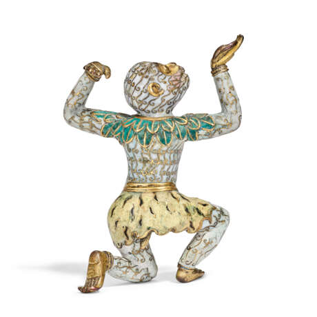 A RARE SMALL CLOISONNE ENAMEL FIGURE OF A KNEELING MONKEY - фото 5