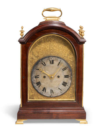 A CHINESE GILT-METAL AND PADOUK QUARTER-STRIKING TABLE CLOCK - фото 1