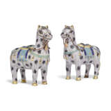 A SMALL PAIR OF CLOISONNE ENAMEL HORSES - photo 1