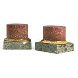 A PAIR OF NEOCLASSICAL ORMOLU-MOUNTED RED GRANITE AND VERDE ANTICO MARBLE PEDESTALS - photo 1