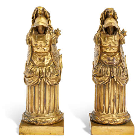 A PAIR OF LOUIS XVI ORMOLU CHENETS `AUX TROPHEES` - photo 1