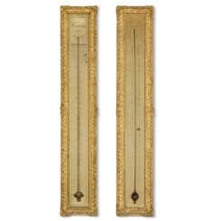 A LOUIS XV GILTWOOD BAROMETER AND THERMOMETER