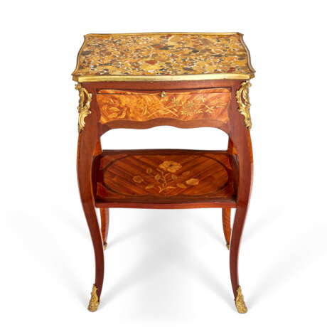 A LOUIS XV ORMOLU-MOUNTED AMARANTH, TULIPWOOD AND FRUITWOOD MARQUETRY TABLE-EN-CHIFFONIERE - фото 1
