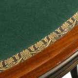 A CONSULAT ORMOLU-MOUNTED AND GILT-METAL-INLAID MAHOGANY AND EBONISED DEMI-LUNE CONSOLE TABLE - photo 6