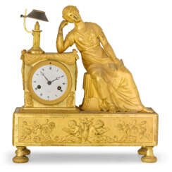 AN EMPIRE ORMOLU MANTEL CLOCK