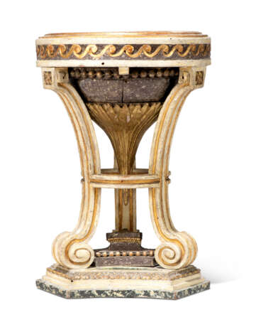 A LOUIS XVI PARCEL-GILT AND SIMULATED MARBLE STAND - Foto 1