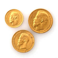 Russland/GOLD - Nikolaus II. Konvolut mit ca. 23,1 g fein, bestehend aus: