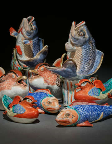 A PAIR OF ARITA MODELS OF LEAPING CARP - photo 6