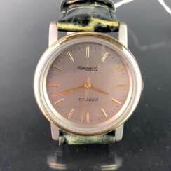 Armbanduhr: "REGENT Söhnle". Lederarmband, TITAN bicolor, Mineralglas. Ungetragen aus Uhrmachernachlaß. Tadellos.