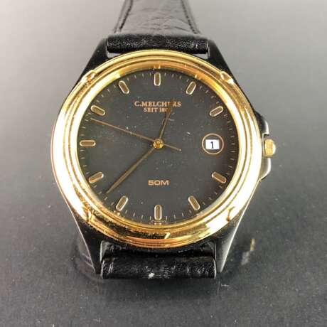 Armbanduhr: "C. Melchers, 1806". Lederarmband, Mineralglas. Ungetragen aus Uhrmachernachlaß. Tadellos. - photo 1