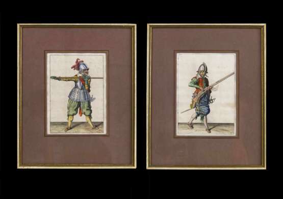Zwei kolorierte Kupferstiche eines Musketiers und eines Pikeniers im 17.Jahrhundert, Jakob de Gheyn (1565-1629). - фото 1