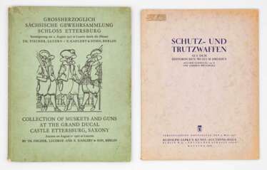 Zwei Auktionskataloge Schutz- und Trutzwaffen aus dem Hist. Museum Dresden 1927.
