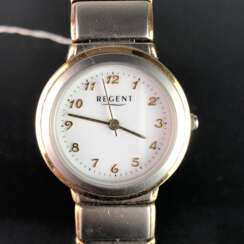 Armbanduhr: "REGENT". Edelstahl bicolor, Mineralglas. Ungetragen aus Uhrmachernachlaß. Tadellos.